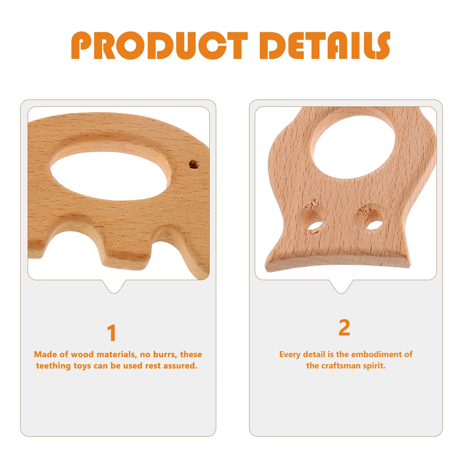 ยางกัดไม้บีชรูปสัตว์ 9 ชิ้น สำหรับเด็กทารก ผิวเรียบเนียน นุ่ม สบาย สำหรับเด็ก