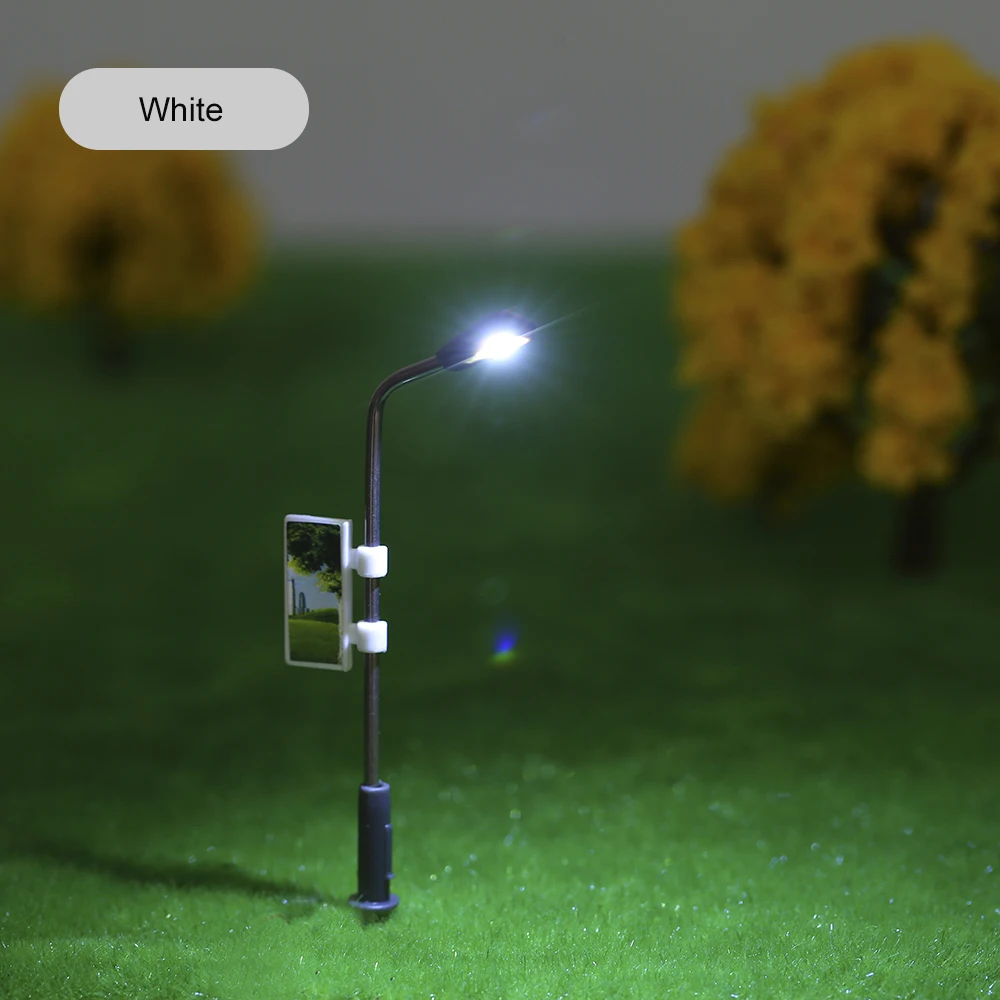 White Model Street Lights Layout Lamppost Railway Train Garden Playground Scenery Led Lamp Lighting 1:150 Scale 90mm