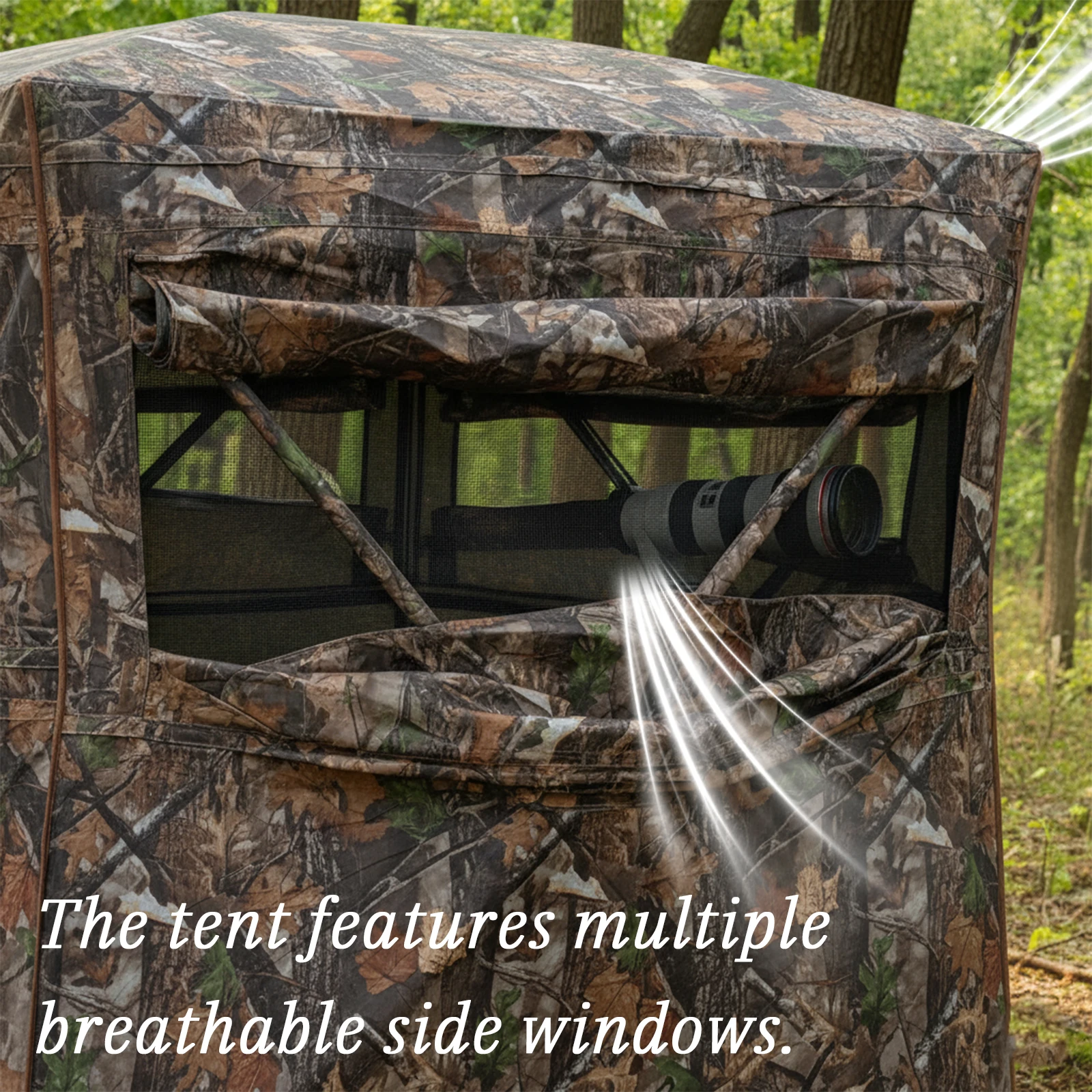 Quick Pop Up Hunting Blind 360 Side Entry Camo Tent One Side Window Oxford Cloth for Deer Hunting Woods