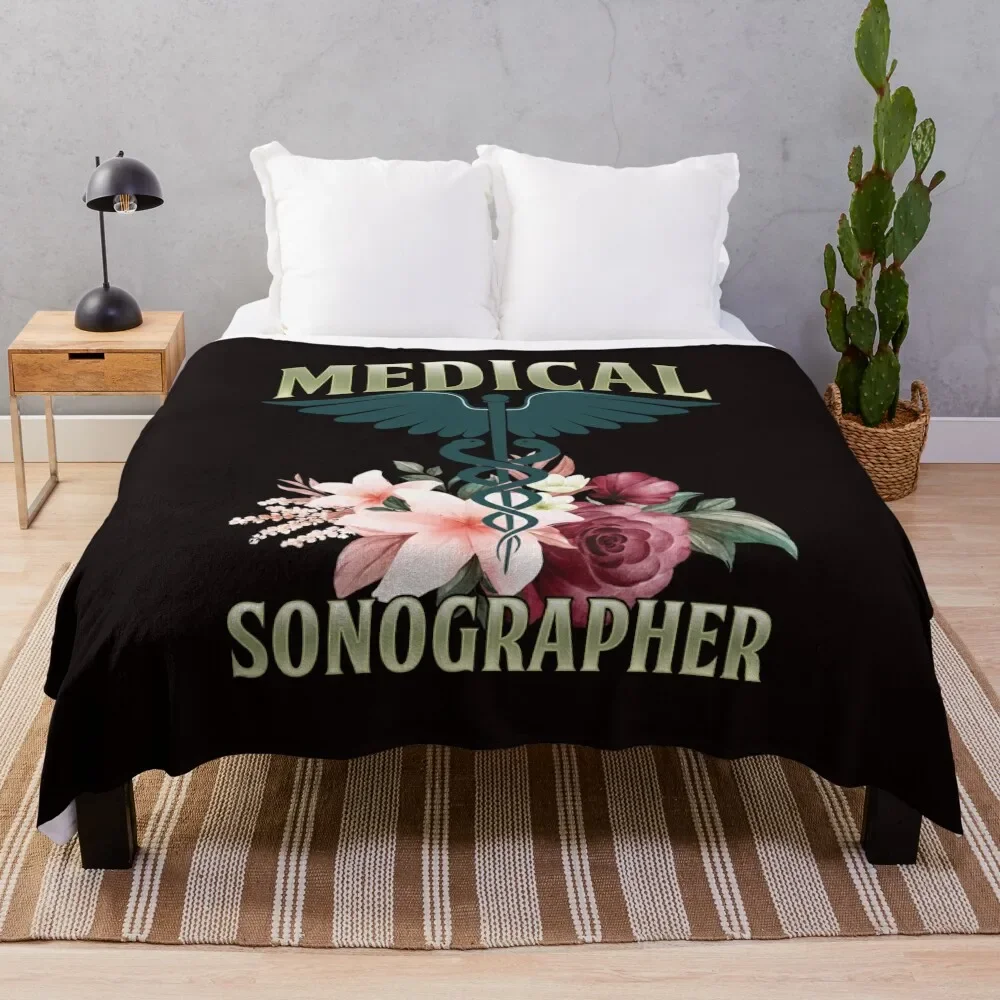 Medical Sonographer Sonography Ultrasound Echography Doctor Throw Blanket Lightweight Warm Blanket for Travel Camping