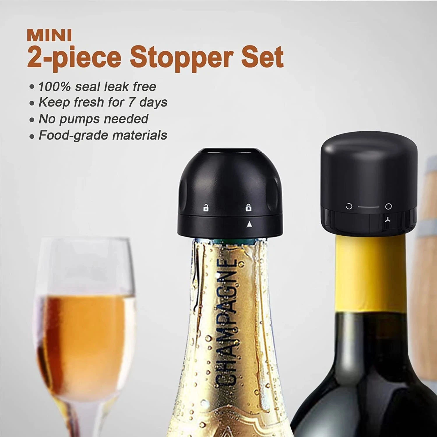 1/23/Pcs Vacuum Red Wine Champagne Bottle Stopper Set Sealed Bottle Cap Stopper Leak-proof Retain Freshness Wine Bottle Plug