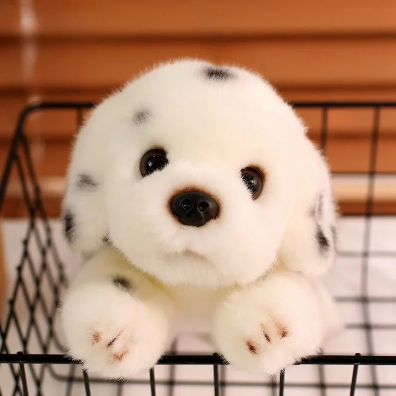 

Kawaii Spot Puppy Plush Toys Premium Cozy Lifelike Lying Prone Doggy Doll Lovely Room Office Pet Funny Children Birthday Gift
