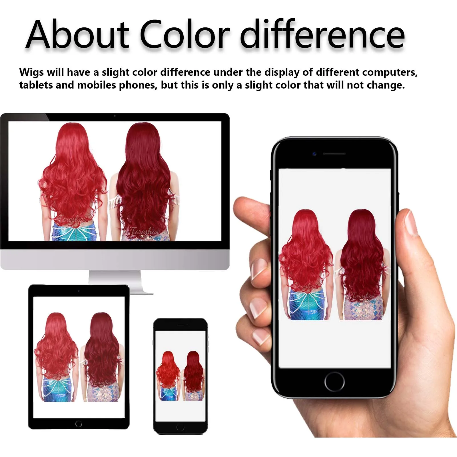 باروكات ميرا الاصطناعية، جزء جانبي، شعر مستعار أحمر طويل مجعد ومموج للنساء، شعر مستعار حورية البحر أنيق لحفلات الهالوين التنكرية اليومية #6