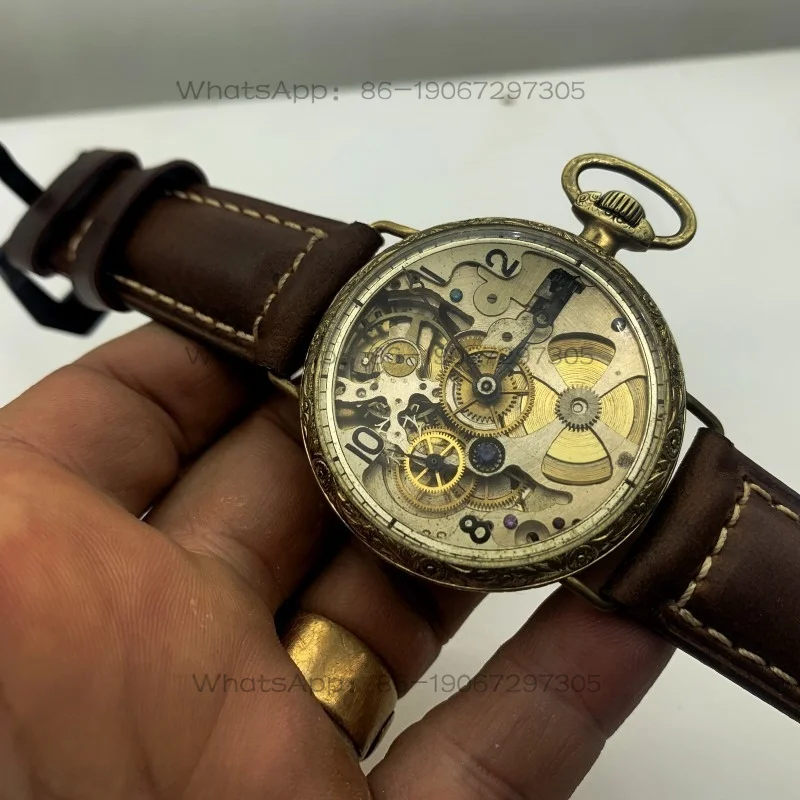 Old Pocket Watch Changed To Watch Manual Hollow Manual Mechanical Men's Watch