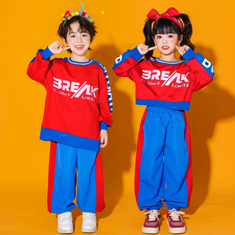 Ragazze Hip Hop Manica lunga Crop Top Felpa Pantaloni casual Gonna Streetwear Costume Gruppo Jazz Cheerleader Abiti da ballo di strada