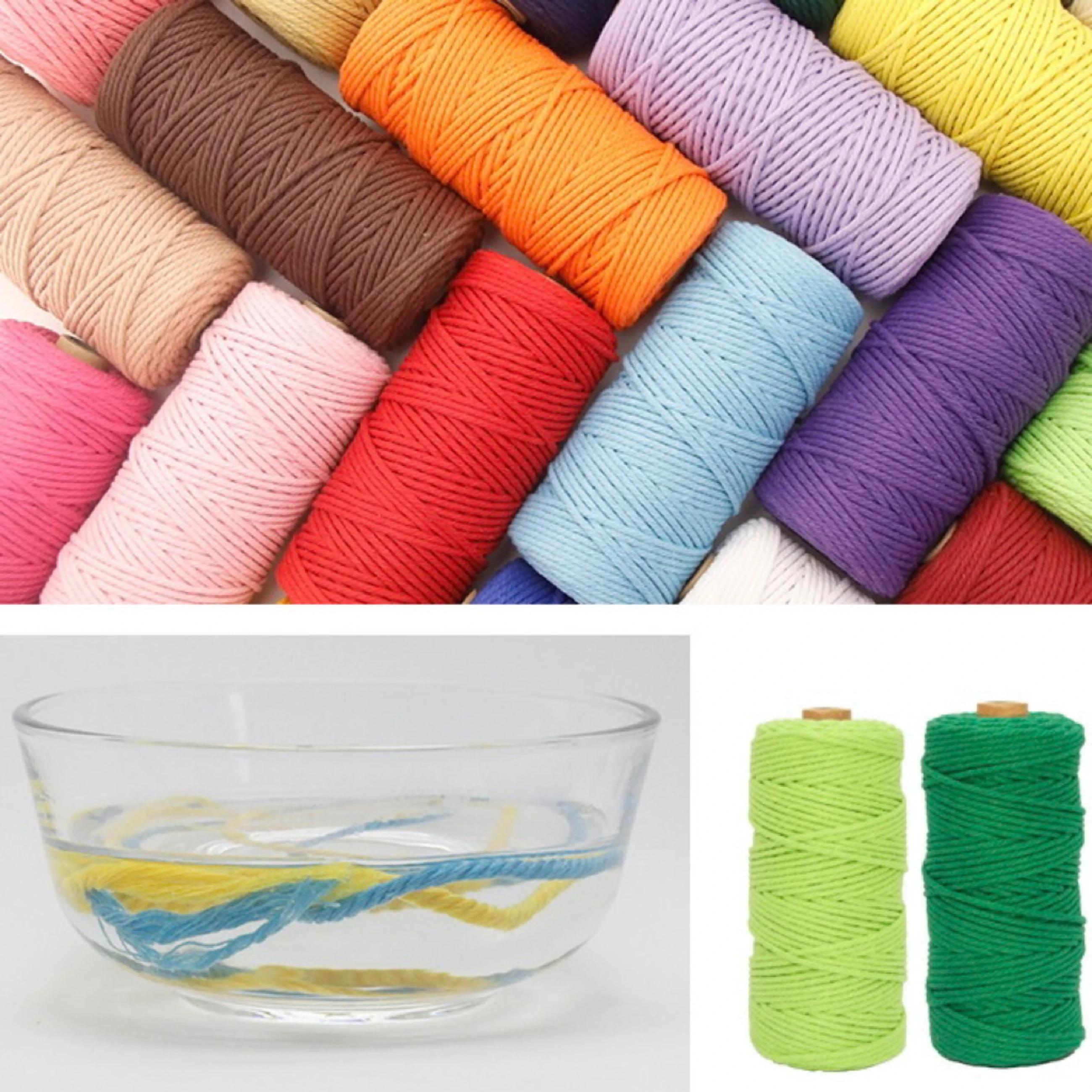 Multicolour 3mm 10Meters Macaroon Cotton Rope Macrame Colorful Thread for Handwork DIY Material Room Wall Hanging Decoration