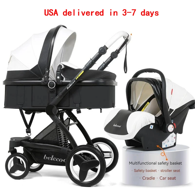 Baby Stroller 3 in 1 Pram Carriages For Newborn Big Space Buggy Travel System Multi-function Cart