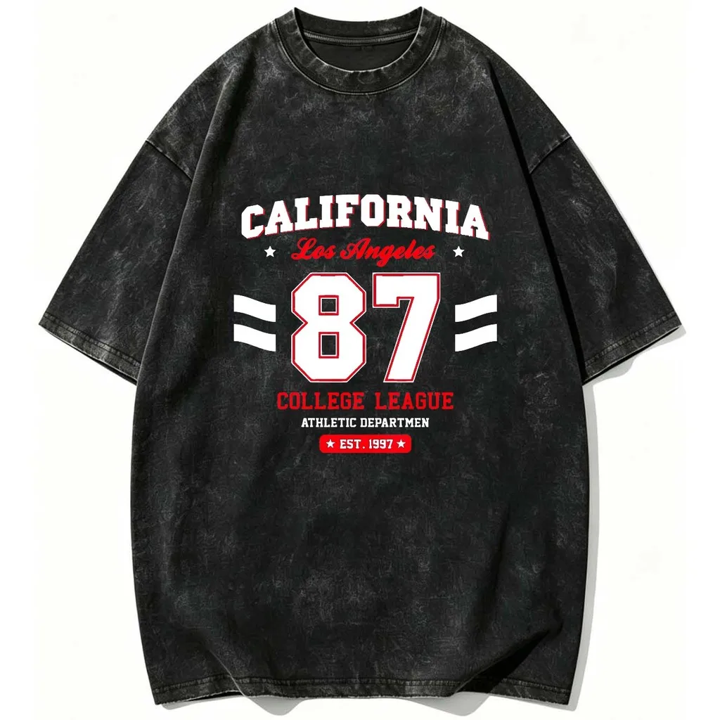CLOOCL Retro Style California Los Angeles 87 College League Printed TShirts Vintage Shirts Summer Tees Casual Tops Mens Clothing