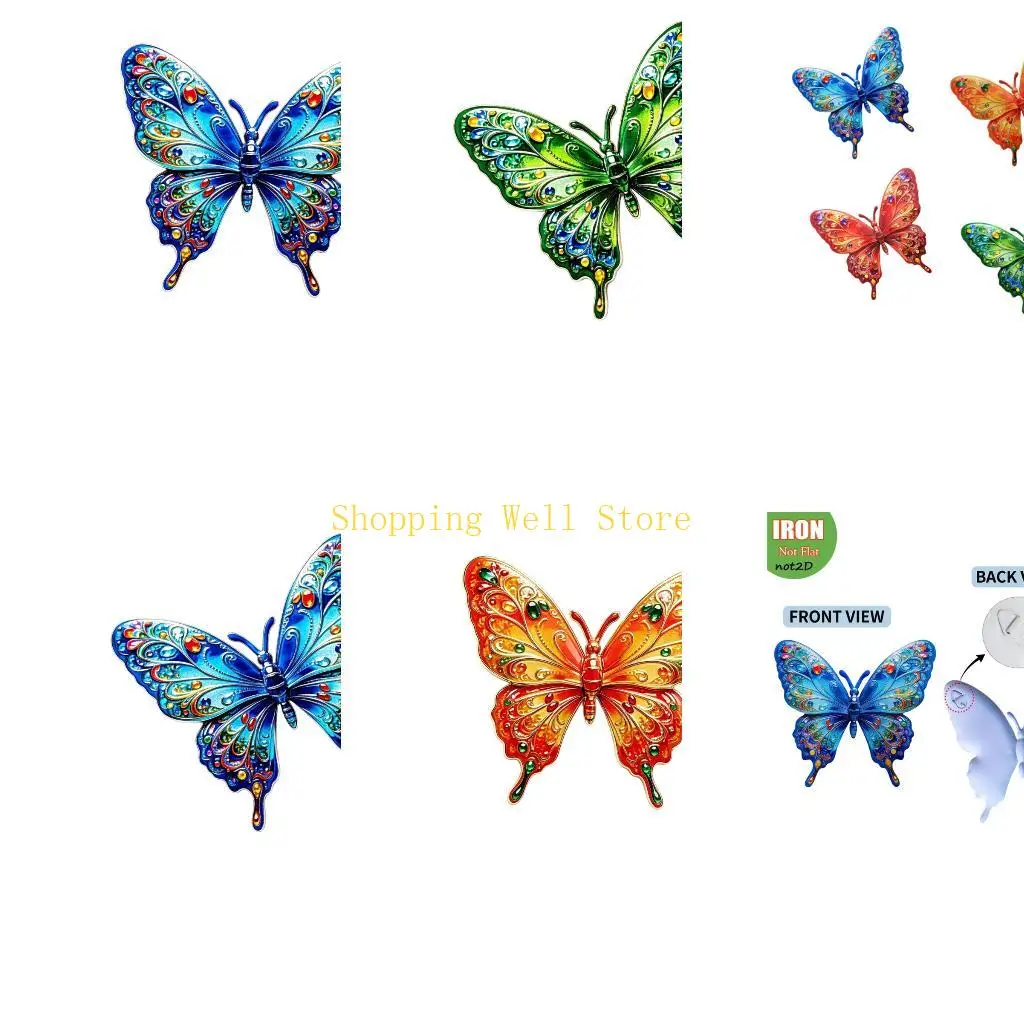 KX4B Metal Butterfly Wall Decors,1Set Outdoor Wall Art Sculpture Hanging Decoration for Outside Garden Balcony Fence Courtyard