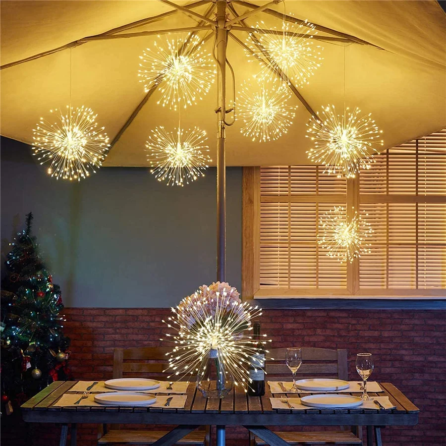 Waterproof 10 IN 1 1200LEDs Christmas Garland String Lights Outdoor 8 Modes Firework Fairy Lights for Party Garden Patio Decor