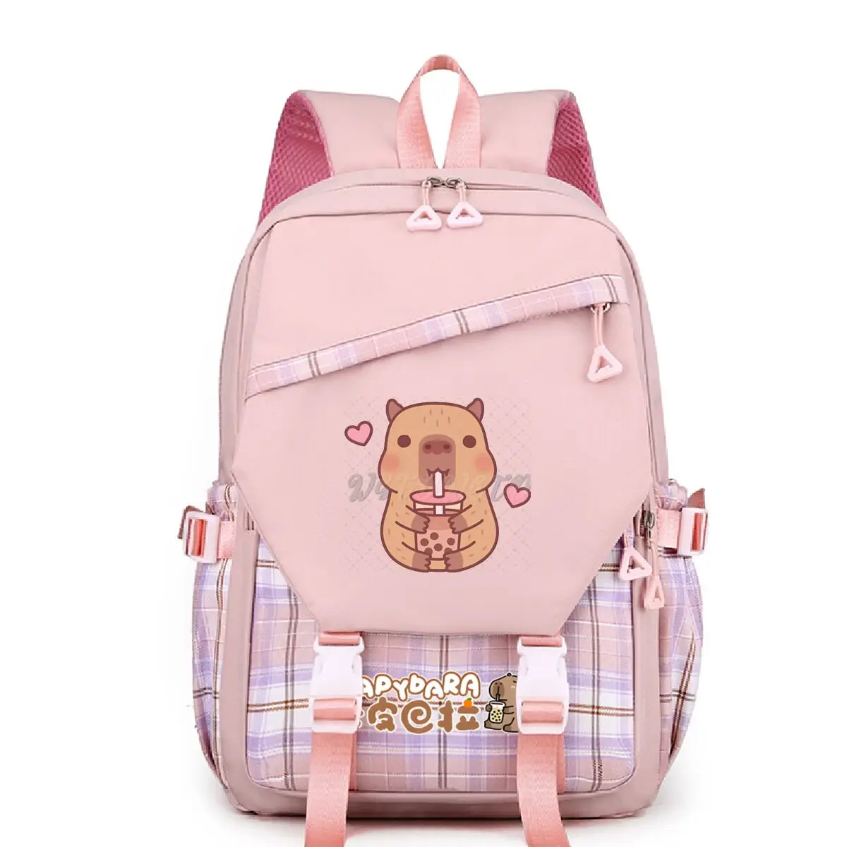 

Cute Capybara Loves Bubble Tea School Backpack Women Girls Leisure Ruckpack Children Teeneger Capybara Backpack Travel Bags