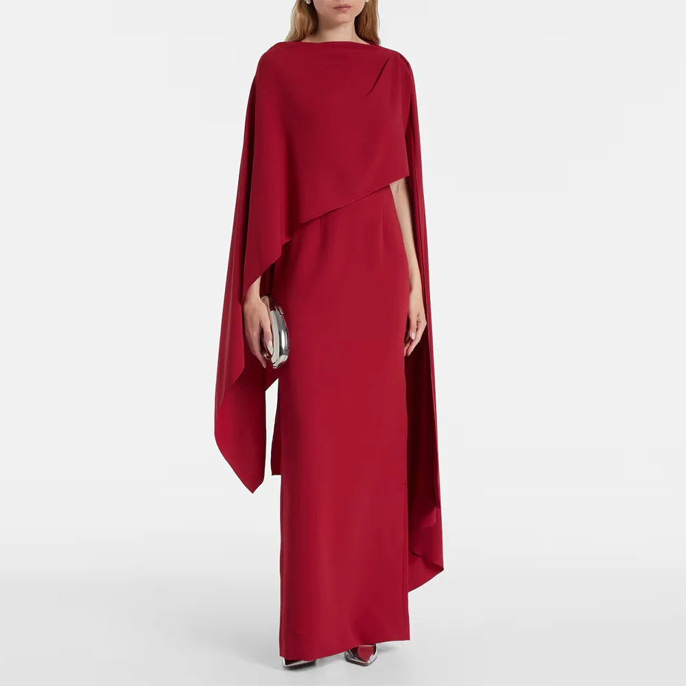 

Customized Simple Evening Dresses Boat Neck Long Sleeves Elegant Formal Occasion Prom Gowns 2025 Ankle Length Prom Dresses