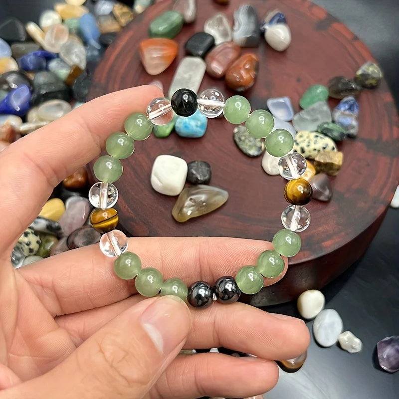 1pc/rich beaded stone bracelet citrine, green aventurine, tiger eye stone, Hematite healing jewelry