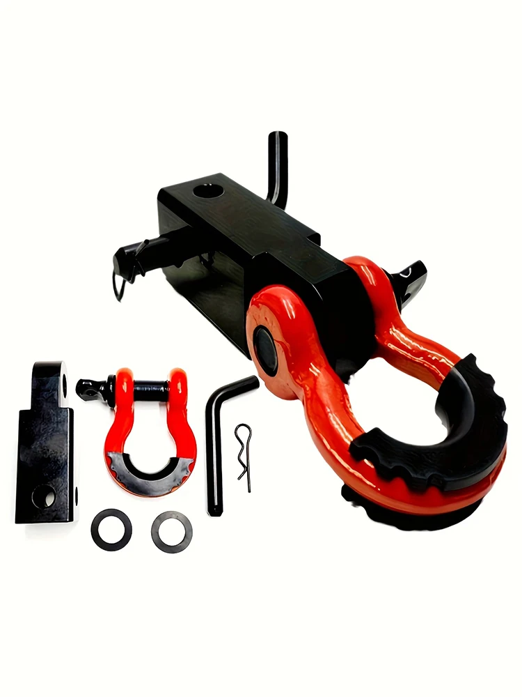 

1pc Heavy-Duty Aluminum Trailer Hitch Connector - Red Handle, Black Body, for Off-Road Vehicle Modification & Rescue Trailer