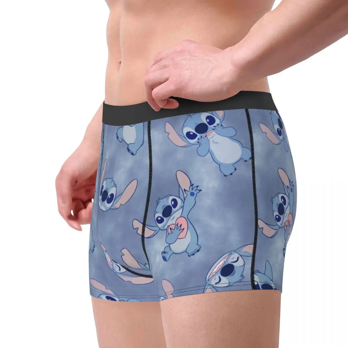 Sous-vêtements Stitch and Angel pour hommes, boxer humoristique, culotte respirante, caleçon masculin, grande taille