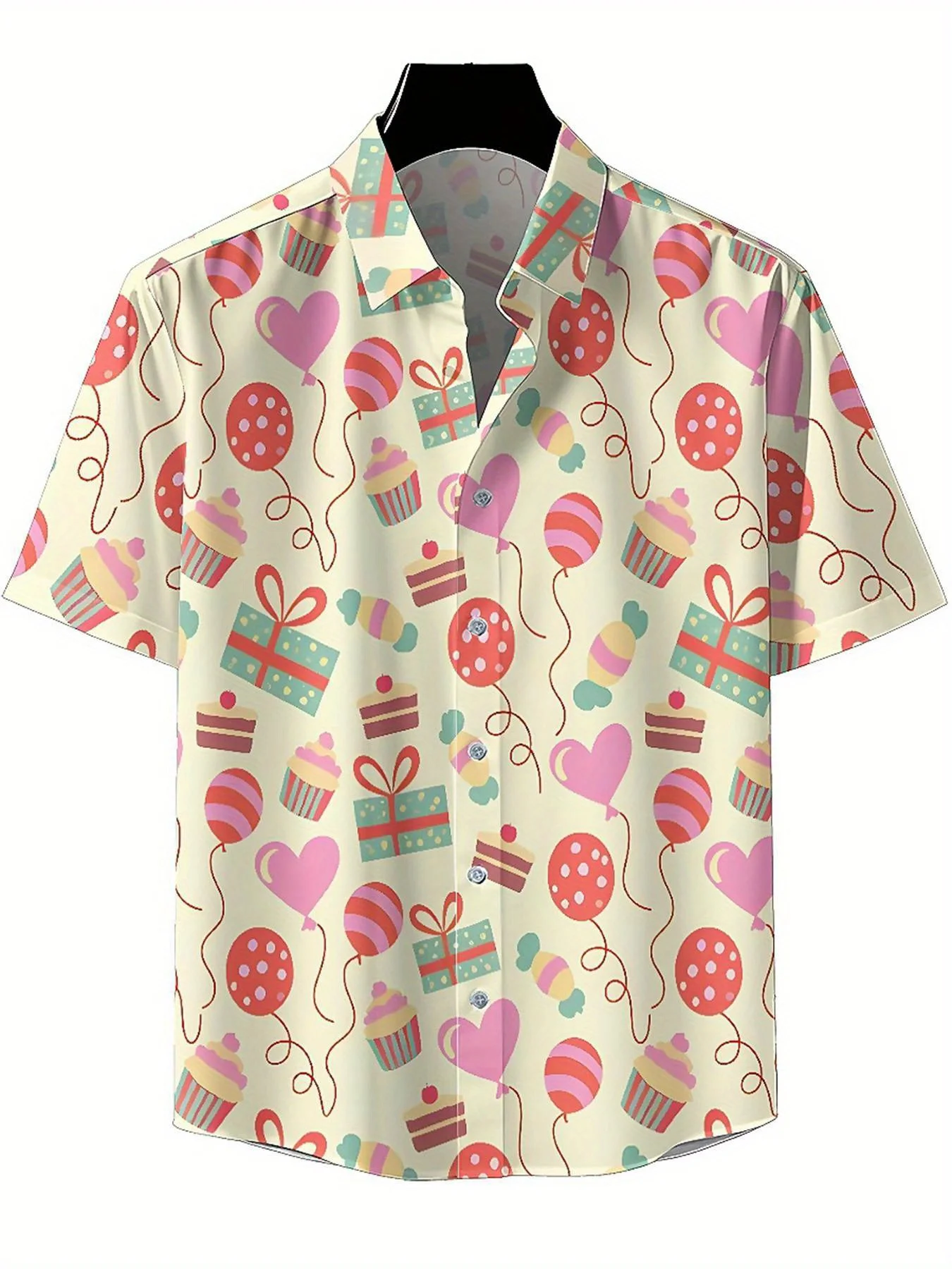 Camisas havaianas masculinas plus size comemora o padrão de aniversário, roupas juvenis de conforto premium, tops streetwear y2k