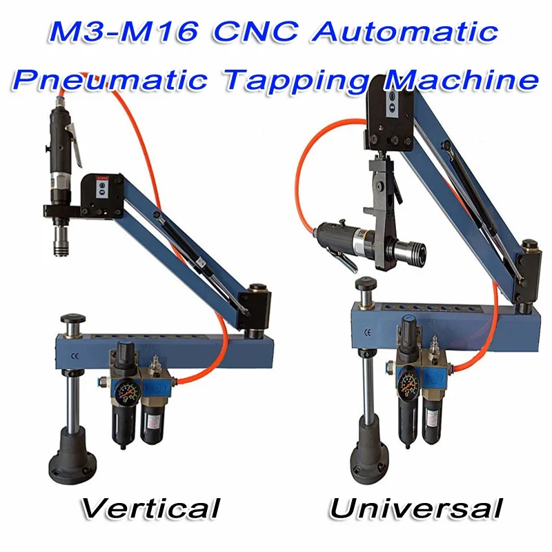 Pneumatic Universal Tapping Drilling Threading Machine M3-M16 Vertical Tapper Arm M3-M12 with ISO/DIN/JIS Chucks Optional M3-M8