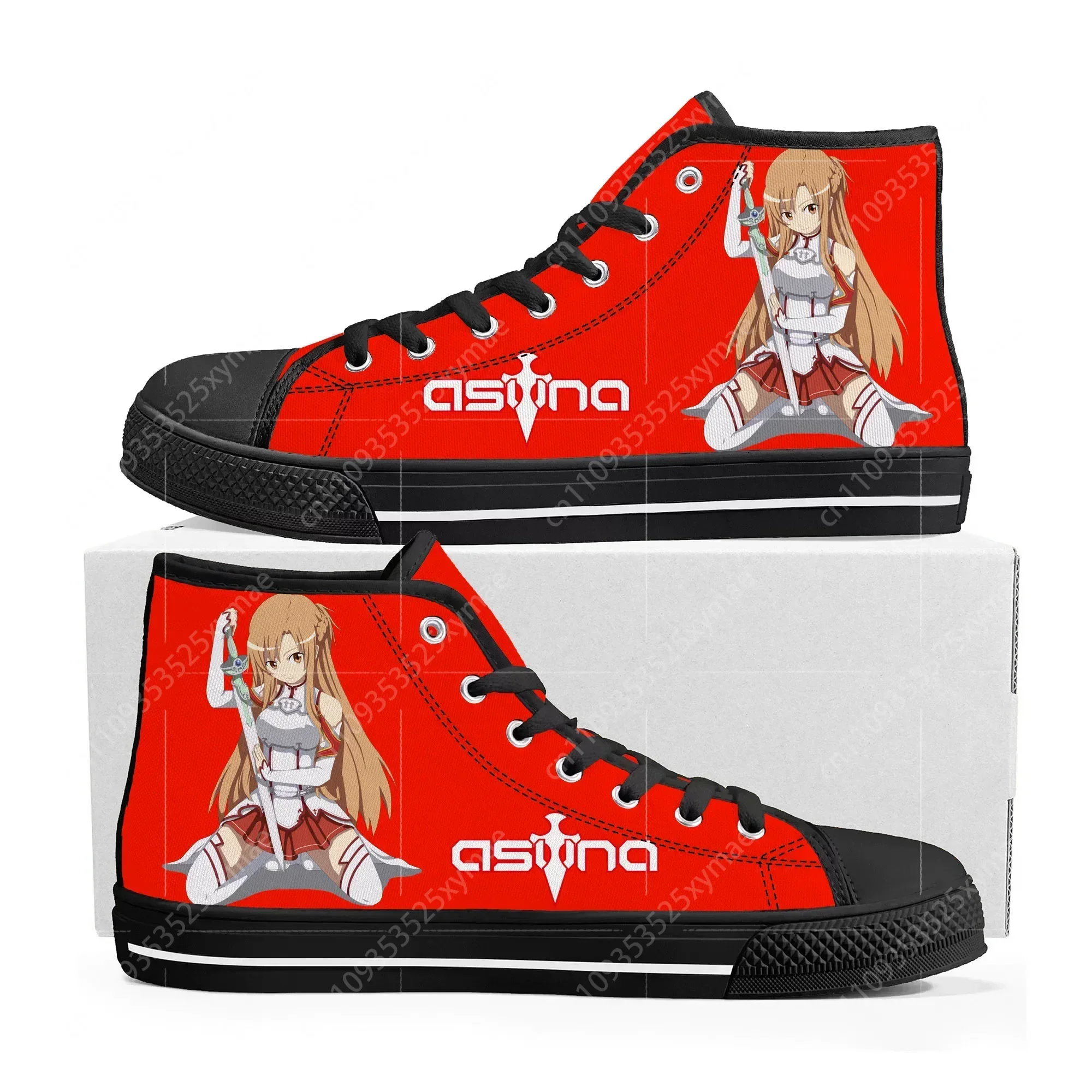 

Hot Sword Art Online Manga Asuna High Top Sneakers High Quality Womens Teenager Canvas Sneaker Casual Couple Shoes Custom Shoe