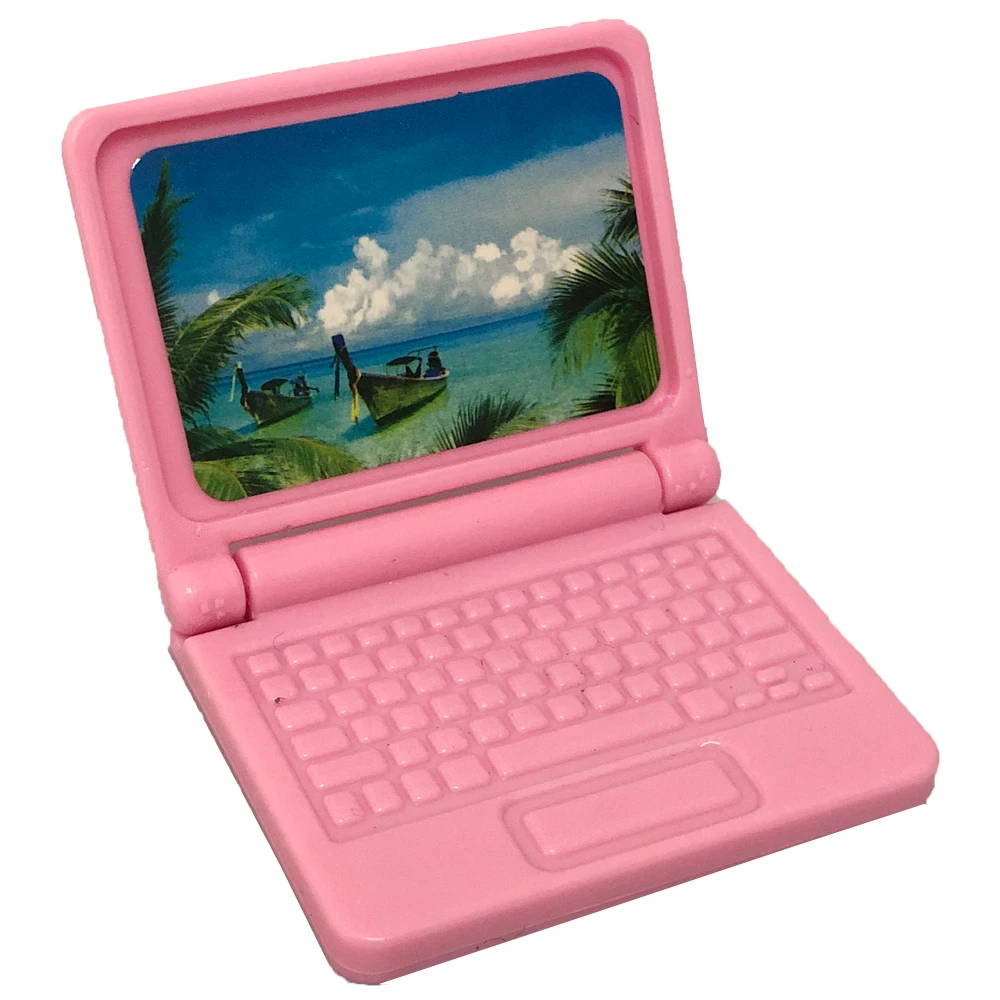 NK Official 1 Pcs Pink Laptop For 1/6 Doll Mini-Tablet Computer 1:12 Dollhouse Miniature Toy Office Decoration Accessories