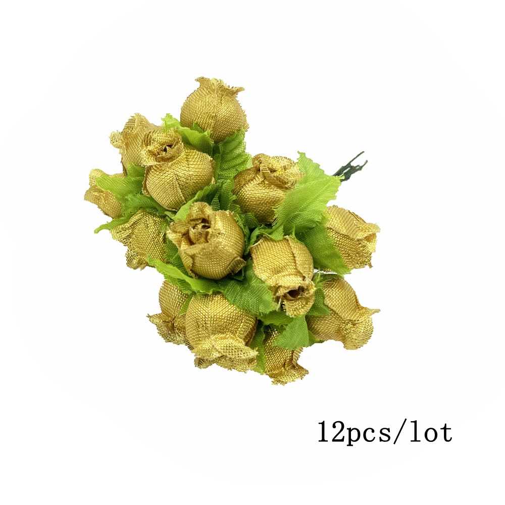 8/10/12/90/144 Stück gemischte künstliche Blumen, Kirschstempel, Beeren, Bündel, DIY, Kuchen, Weihnachten, Hochzeit, Geschenkbox, Kranz, Dekoration, Gold – Detail 2