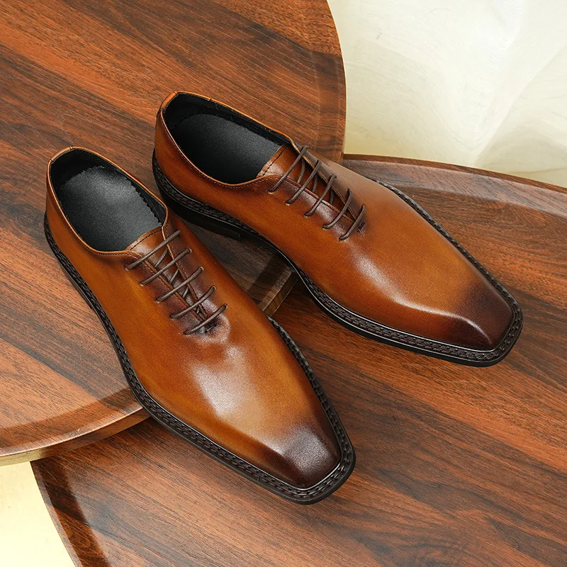 Gentleman Groom Wedding Shoes Business Formal Leather Shoes Men's Genuine Leather Cowhide Handmade Oxford Shoe Black Suit Dress