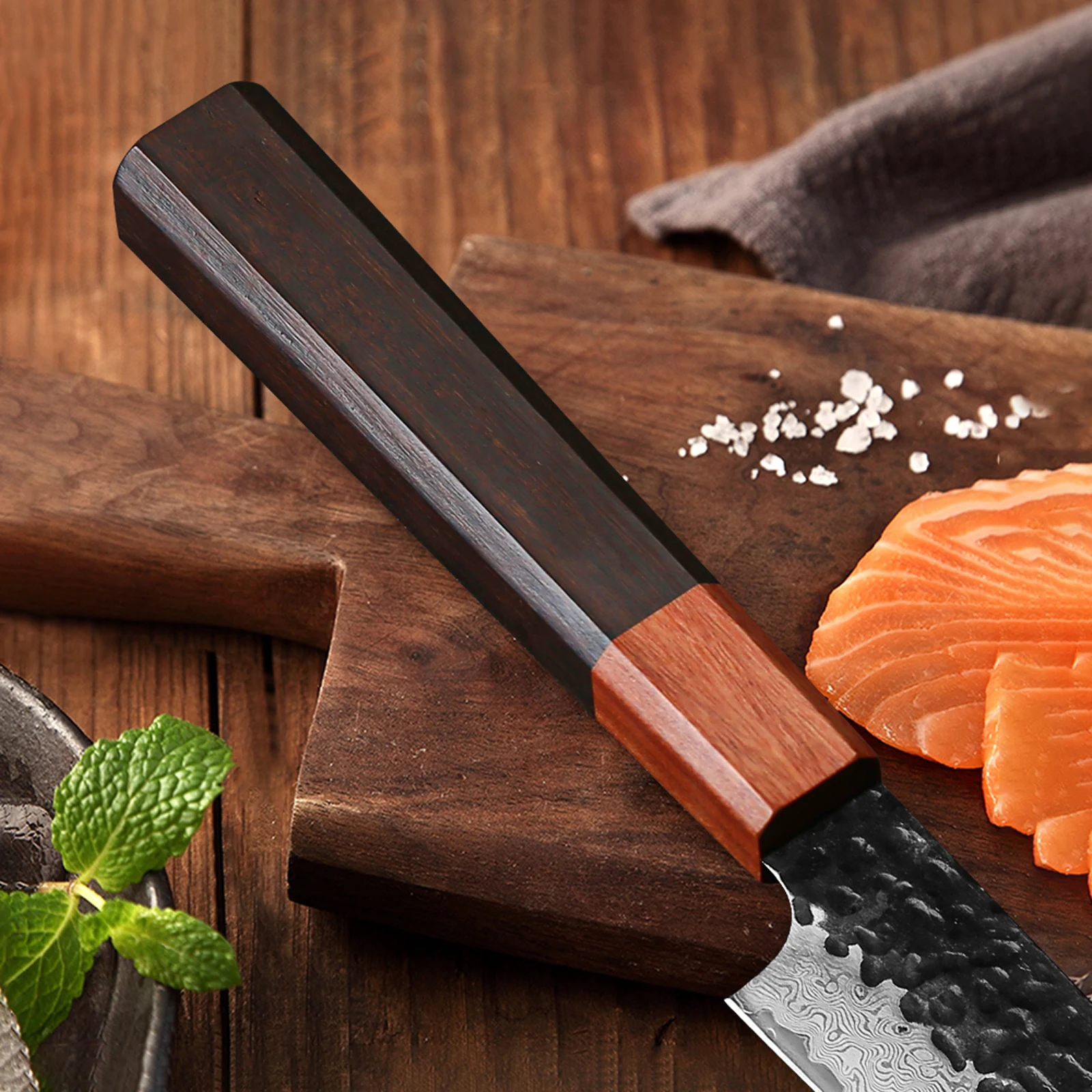 Imagem -04 - Turwhi-conjunto de Facas de Cozinha Forjadas a Mão Faca de Chef Japonês Utilitário Santoku Ferramentas de Cozinha Artesanais 15 Pcs