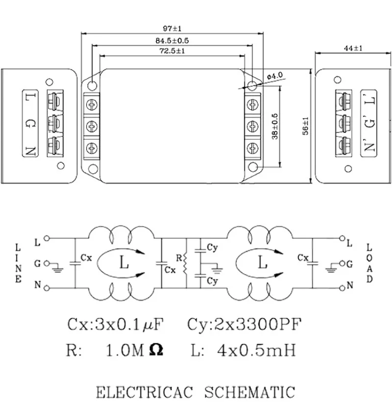 Filter Daya Filter EMI AC Fase Tunggal 220V Rel CW4L2-20A-R Antiinterferensi