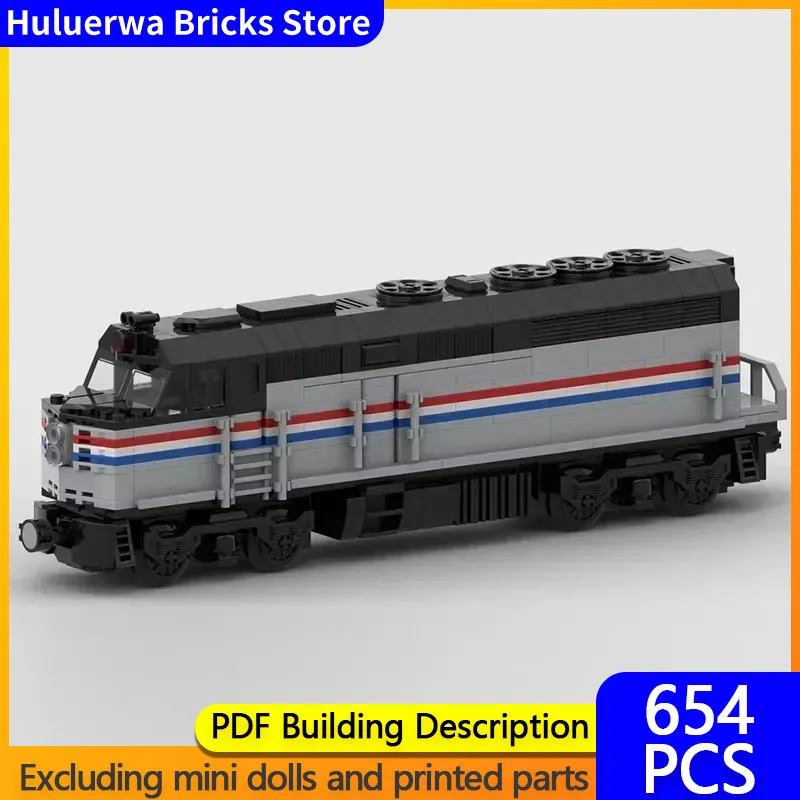 Popular City Car Model MOC Building Bricks Railway Diesel Locomotive Modular Technology Gift Holiday Assemble Children Toys Suit