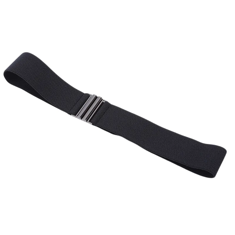 Women Elastic Band Wide Belts Simple Down Coat Waist Belt Female Buckle Black Strap Dress Decoration Accessories