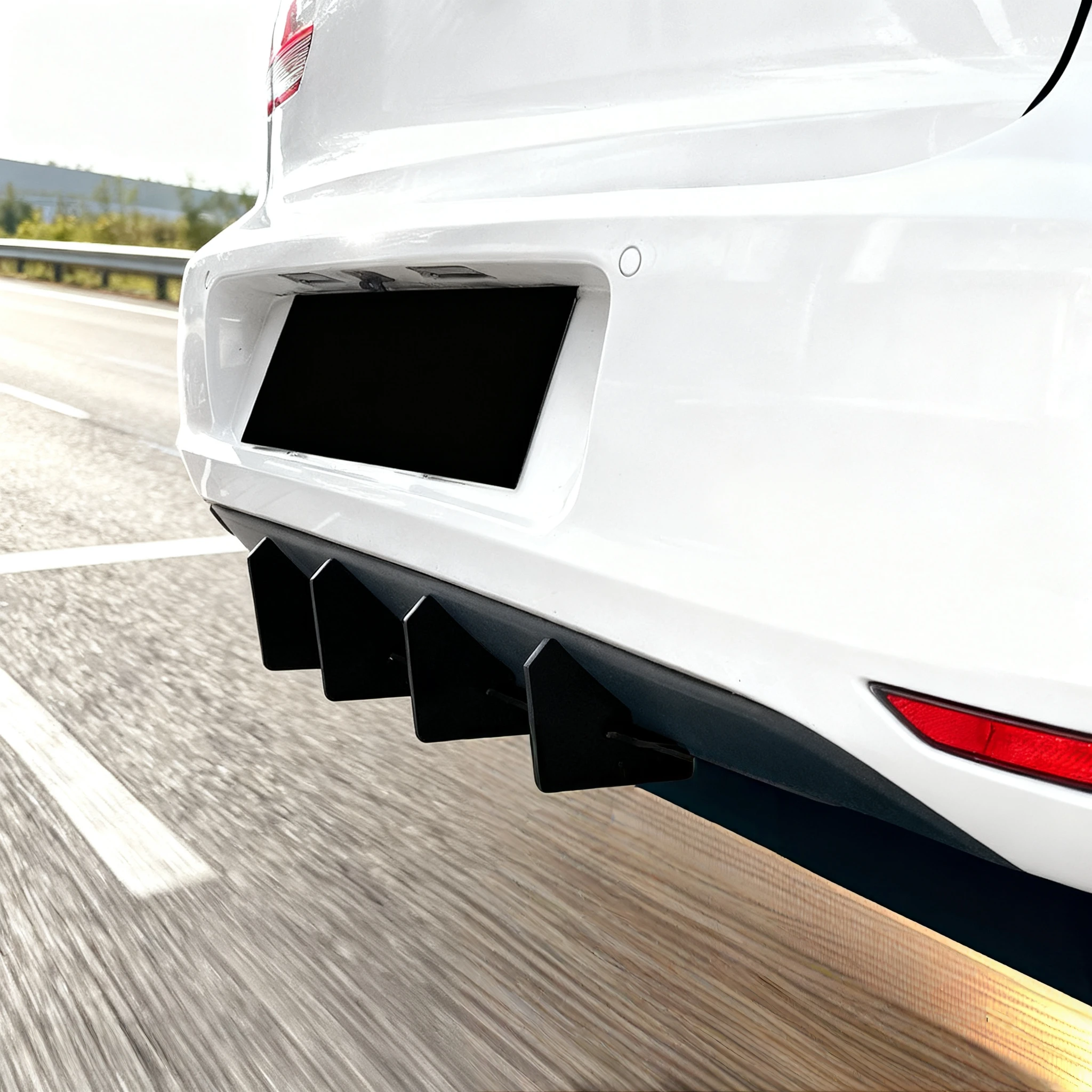 Diffuser Spoiler Splitter Bumper Belakang Mobil 4 Sirip untuk VW Golf 6 MK6 Standard TDI TSI 2008-2013, ABS Gloss Black Bodykit Tuning