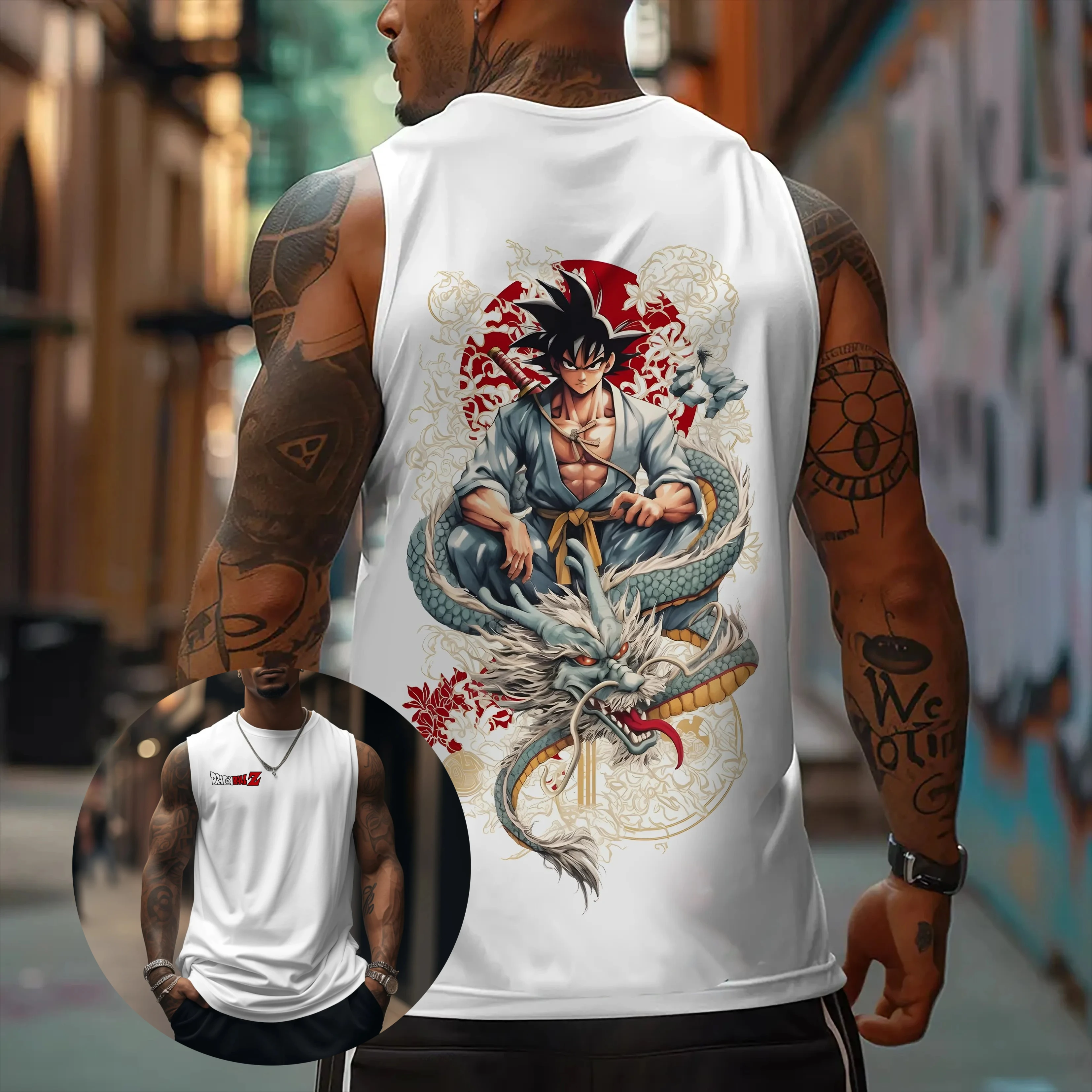 

Unisex Dragon Ball Goku Anime Print Gym Vest Men's Sleeveless Tank Top Summer Trendy Oversized Casual Streetwear Fitness Shirt