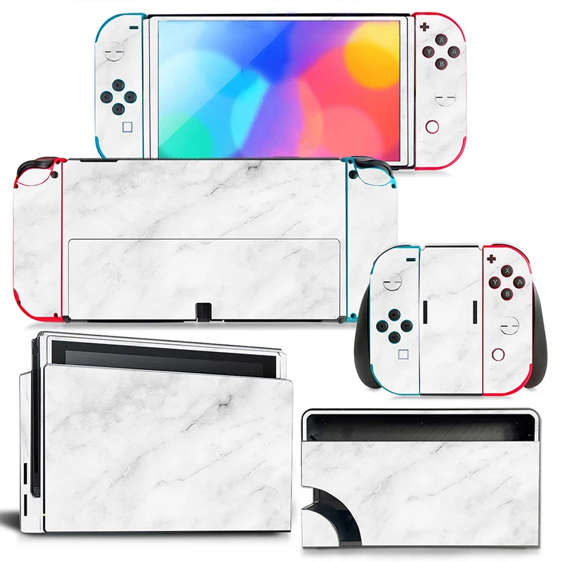 For Nintendo Switch OLED Accessories Marbling Sticker Full Set Transparent Protective Case For Switch Accessories Console Games