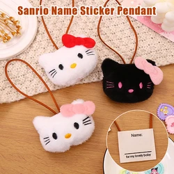 1 sztuk Sanrio Cartoon Hello Kitty Cat pluszowa lalka Anti-lost znak przywieszka do bagażu nazwa naklejka wisiorek urok dekoracja torby