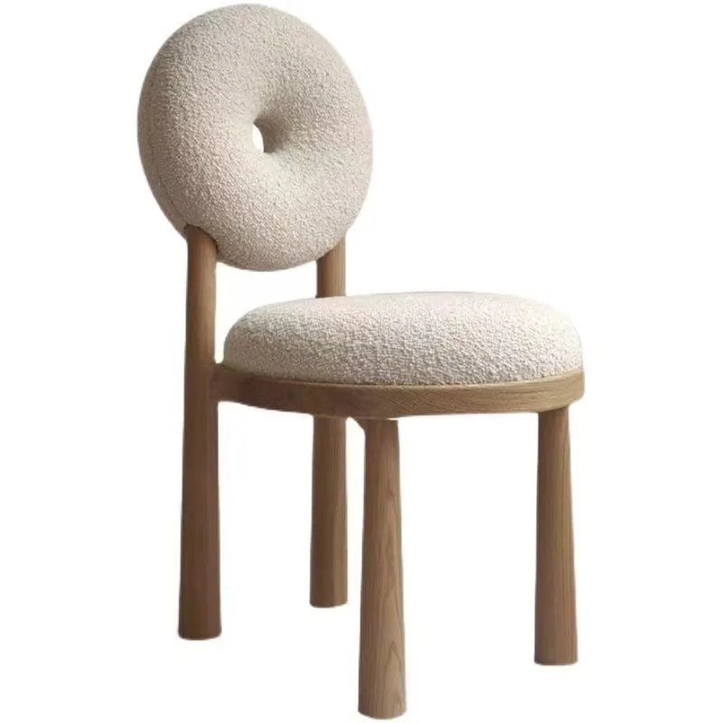 FULLOVE Nordic Designer fotel krzesło biurowe makijaż fotele kosmetyczne Lambswool Home Dining światło do pokoju luksusowy stołek z litego drewna