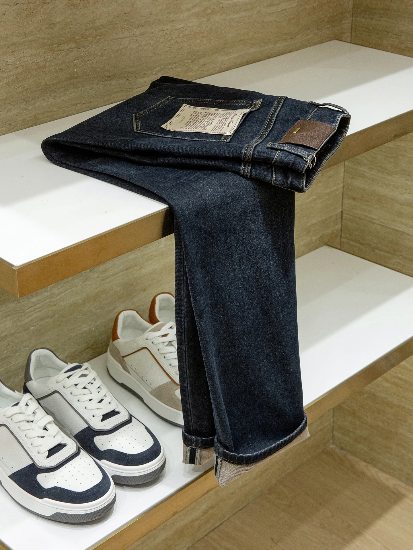 

Винтажные потертые внутренние замшевые теплые мужские утолщенные свободные прямые джинсы