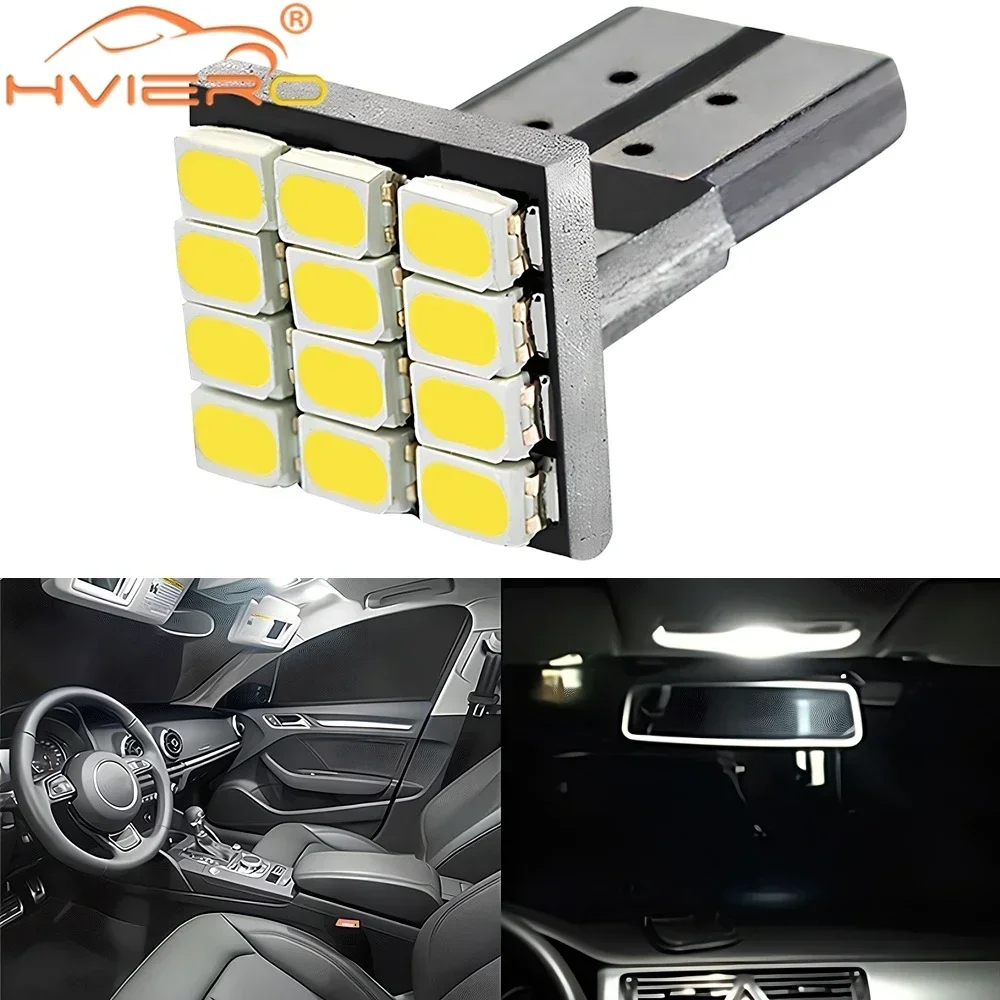 1PCS Car Side Marker Wedge Lamps T10 W5W Canbus White 1206 9/12SMD LED Vehicle Tail Dashboard Bulbs DC 12V Lamping Parking Light