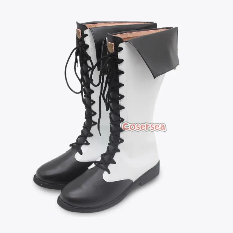 

wiwiwi 123Cosersea обувь для косплея игра синий архив улыбающийся профессор Niyaniya ролевая игра белая искусственная кожа на плоском каблуке Cosp