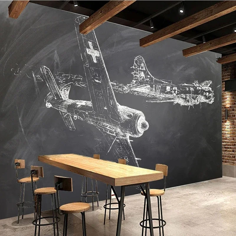 Custom Photo Wallpaper Creative Blackboard Hand Drawn Murals Restaurant Cafe KTV Bar Background Decor 3D Wall Painting