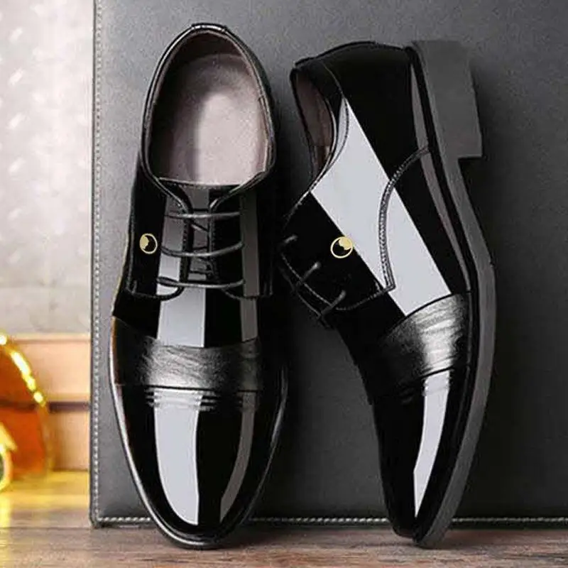 2026 New Men British Leather Shoes Business Casual Non Slip Soft Sole Office Gentleman Dad Shoes