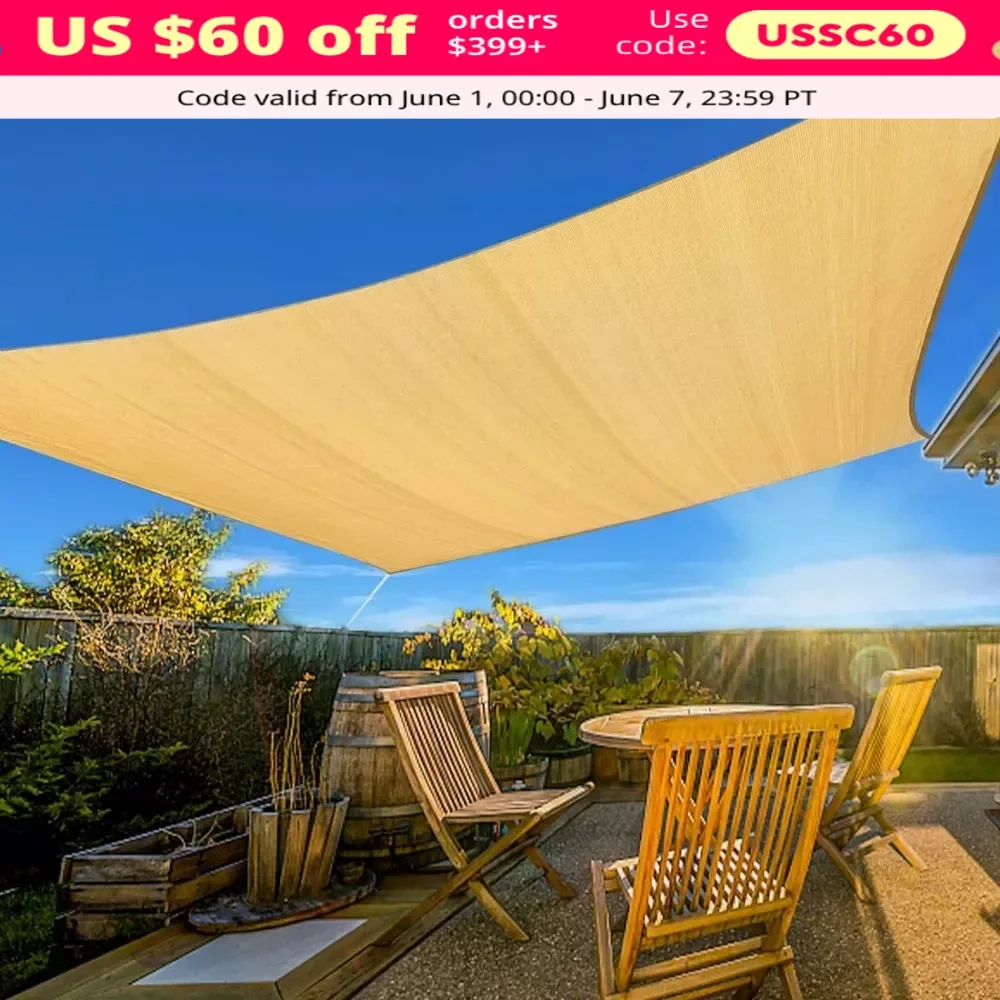 

Sun Shade, 20' x 20' Sun Shade Sails Square Canopy, Sand Cover UV Block for Outdoor Patio Garden Yard, Garden Awning