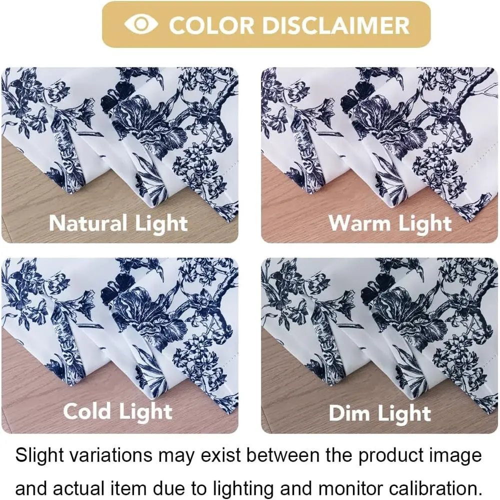 Ensemble de 96 rideaux à œillets floraux, style ferme, style Boho vintage marine, assombrissement de la pièce pour le salon (2 panneaux)