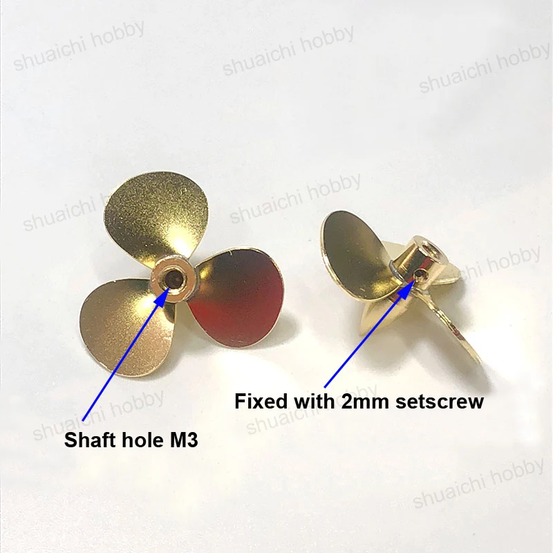 RC Simulation Boat Model Brass Propeller Dia.30mm 3-blade Paddle Aperture M3 Soldering Positive Reverse Mini Props DIY Parts