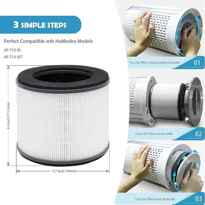 Ulrempart Replacement Filter Compatible with Homedics Air Purifier Model AP-T10 AP-T10-BK AP-T10-WT Part # AP-T10FL