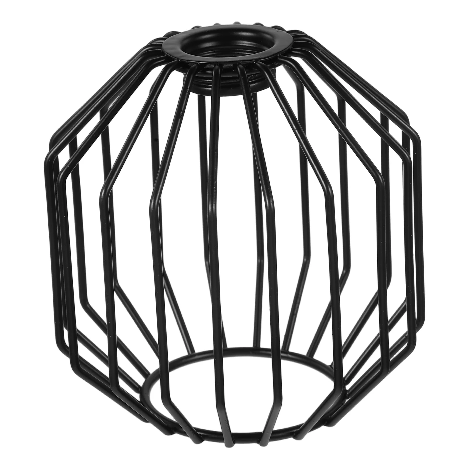 Wrought Iron Birdcage Chandelier Hollow Lampshade Decorative Protector Elegant Brooch Hanging Black Metal Light Bulb Guard