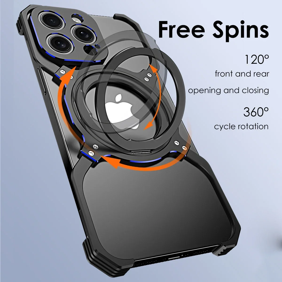For iPhone 15 14 13 Pro Max Full Alloy Magnetic Magsafe Bracket Phone Case Metal Lens Protective Cover Frameless Cooling Cover