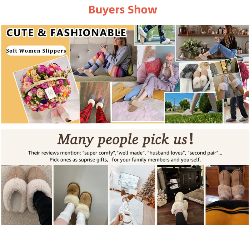 Womens Memory Foam Slippers Suede Fluffy Soft Warm Slip On Slippers Anti-Skid Cozy Plush Indoor and Outdoor Couple House Shoes