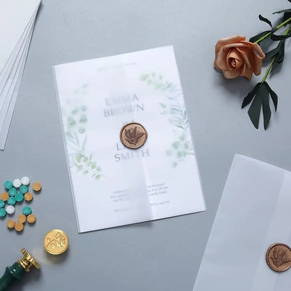 

50pcs Pre-folded Paper Wedding Wedding Invitation Paper Invitation Sleeves Protective Glassine Envelopes Cash Envelopes