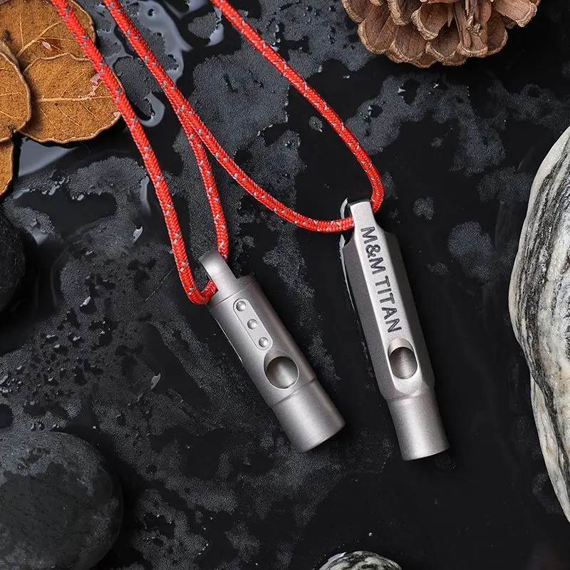 Pure Titanium Alloy Portable Whistle 130 Db Double Tube Lifesaving Emergency SOS Safety Survival Tool Outdoor Camping Whistle