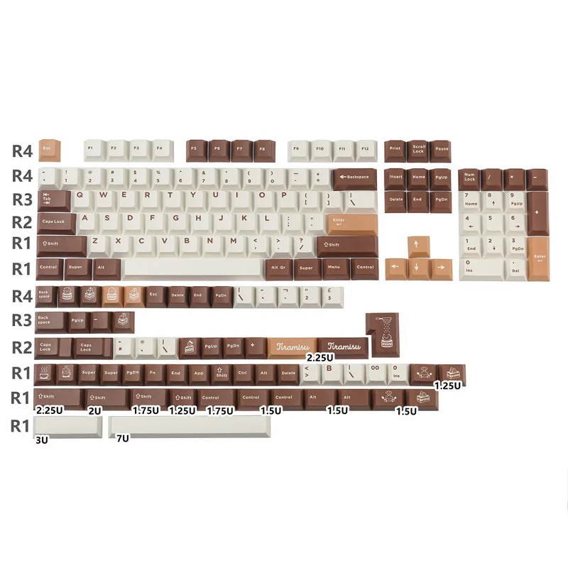 

166 клавиш GMK Tiramisu колпачки для клавиш Cherry Profile PBT сублимационная колпачок для механической клавиатуры MX F75 RK84 RK87 GMK67 108 HHKB