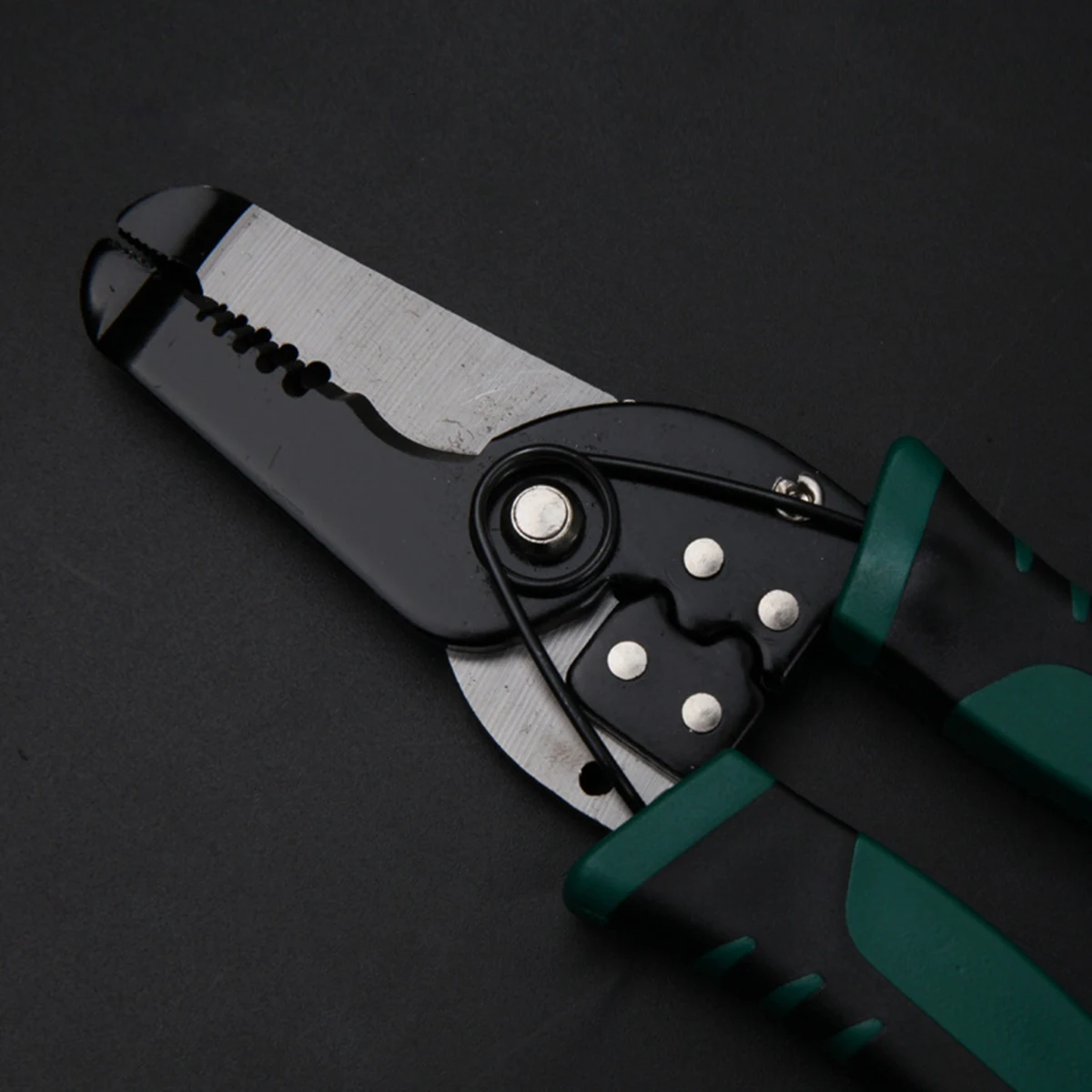 

Multifunctional Cable Stripper Cutting Plier Tool With Safety Lock Sharp Serrated Edges Built-In Wire Cutter Looping Holes For